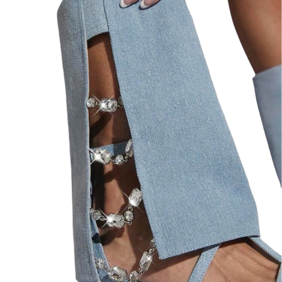 SHUZIA Metallic PU Leather Open Toe Cut
Out Booties - Picture 4 of 4